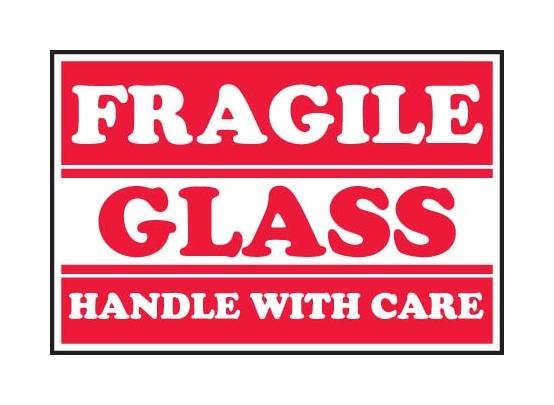 4 x 6 Inch Fragile Shipping Label, Red & White, 500 Labels/Roll - Image 1