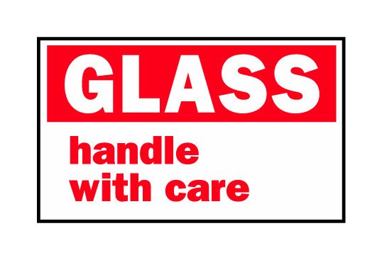3 x 5 Inch Glass Handle with Care Shipping Label - Image 1