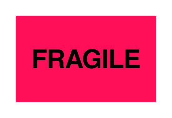 Fluorescent Red Fragile Shipping Label - 3 x 5 in (500 RL) - Image 1