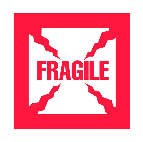 6x6 Fragile Shipping Label, Red/White, 500 Labels - Image 1