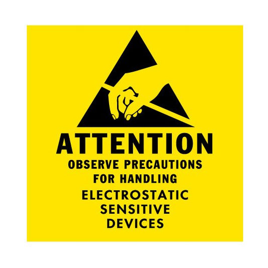 2x2 Yellow Anti-Static Caution Label - Image 1