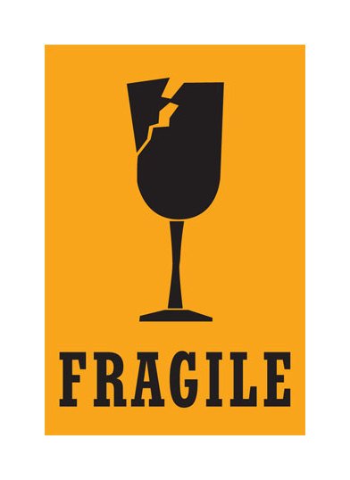Fragile Shipping Label 2 x 3 Inch Fluorescent Orange (RL 500) - Image 1