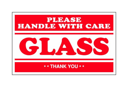 3 x 5 Inch Glass Shipping Label - Fragile Handle with Care - Pack of 500 - Image 1