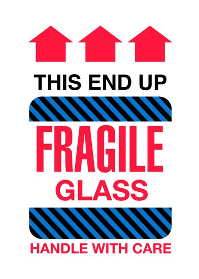 4x6 Inch Fragile Glass Shipping Labels - Image 1