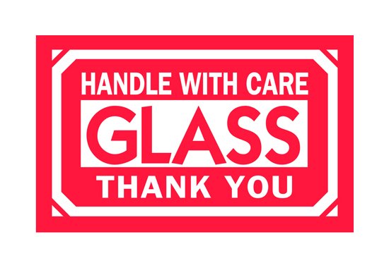 3x5 Fragile Glass Shipping Label - Image 1