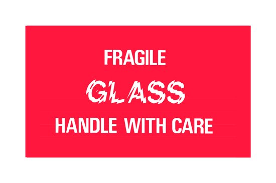 3x5 Fragile Glass Shipping Labels - Image 1