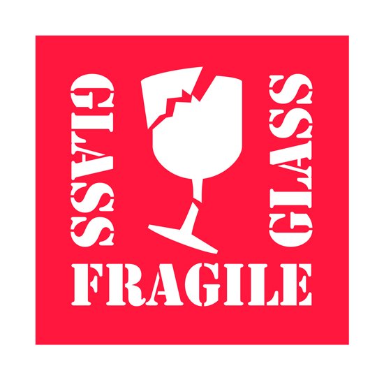 4x4 Fragile Glass Shipping Labels - Image 1