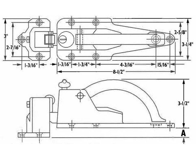 Chrome Plated Keylocking Refrigerator Latch with Adjustable Offset Strike - Image 2
