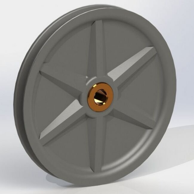 LP Series 0.75 Inch (in) Bore Diameter and 5.5 Inch (in) Outside Diameter Standard Bronze Bushing Molybdenum Disulfide Nylon Pulley - Image 1