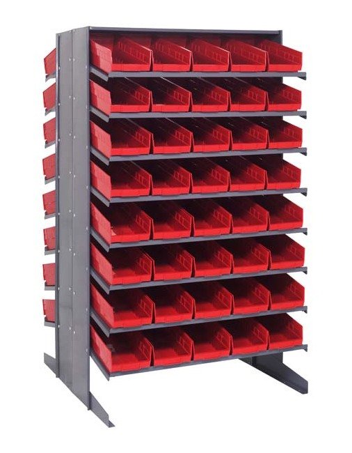 Industrial Grade Double Sided Pick Rack with 80 Red Bins - Image 1