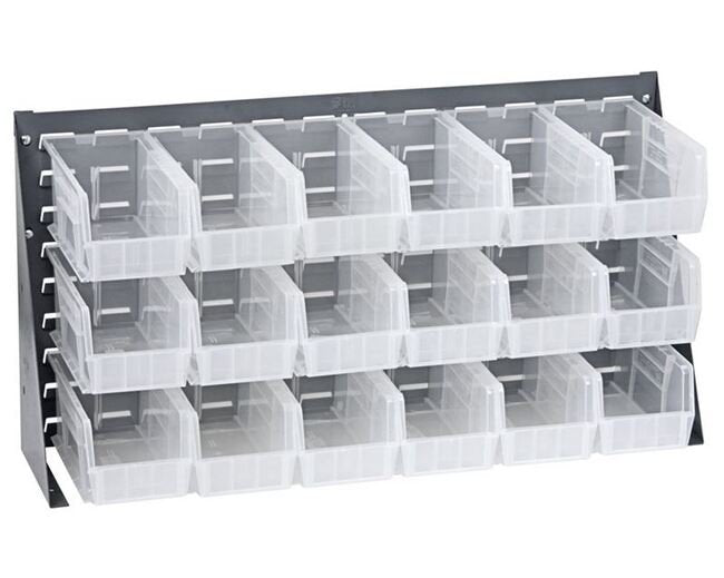 Heavy-Duty Clear-View Bench Rack with 18 Bins - Image 1