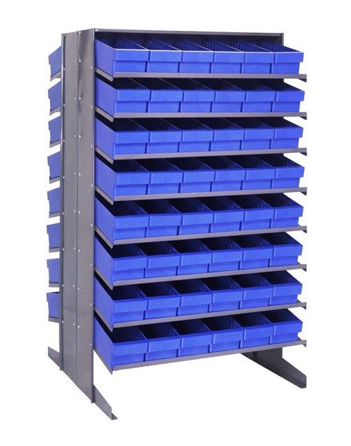 Heavy Duty Double Sided Pick Rack with 48 Blue Bins - Image 1