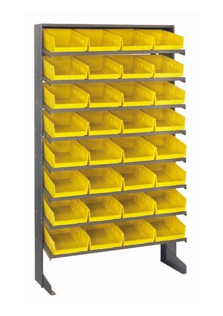 Heavy Duty Steel Shelving Unit with 32 Yellow Bins - Image 1