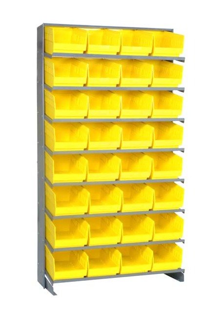 Heavy Duty Single Sided Pick Rack with 32 Yellow Bins - Image 1
