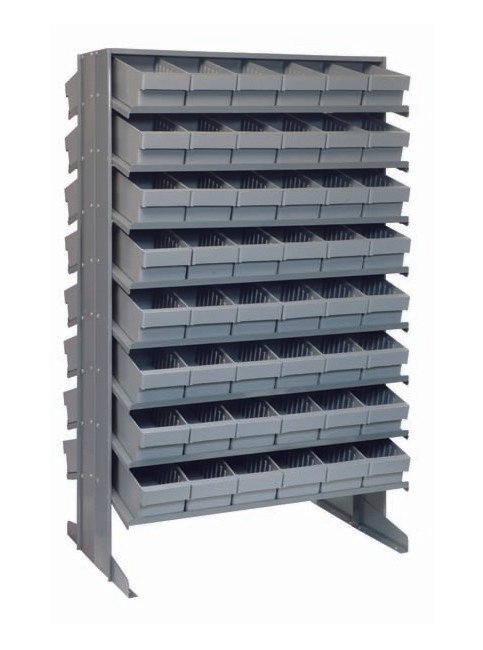 Heavy Duty Double Sided Pick Rack with 96 Gray Bins - Image 1