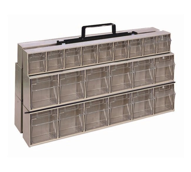 Portable Frame with 6 Ivory Tilt Bins, Material Handling Storage Solution - Image 1