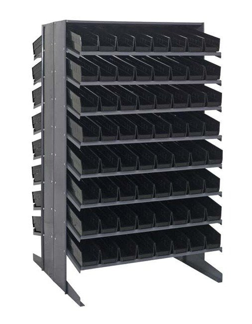 Heavy Duty Double Sided Pick Rack with 128 Black Bins - Image 1