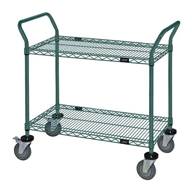 Heavy-Duty Wire Shelving Cart with 3 Green Epoxy Shelves - Image 1