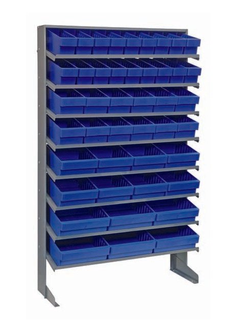 Heavy Duty Steel Shelving Unit with 44 Blue Bins - Image 1