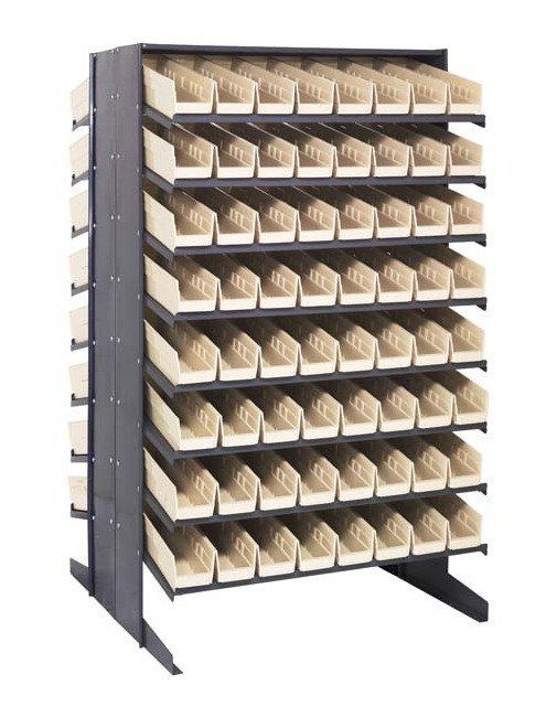 Heavy Duty Double Sided Pick Rack with 128 Ivory Bins - Image 1