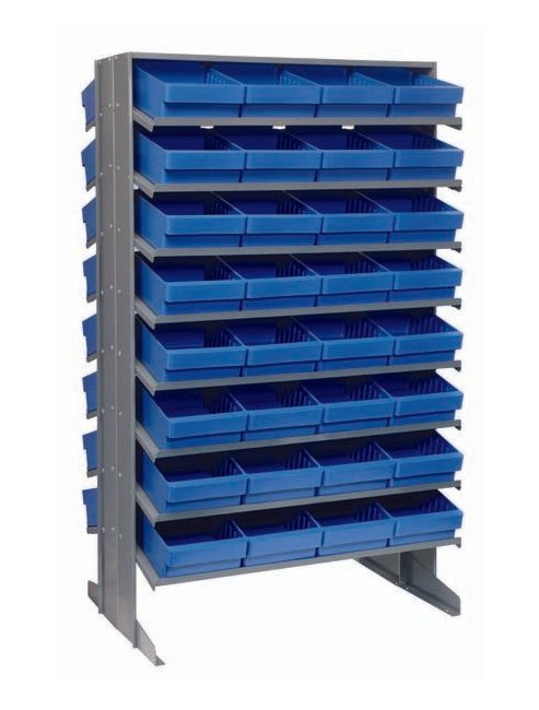 Heavy Duty Double Sided Pick Rack with 64 Blue Bins - Image 1