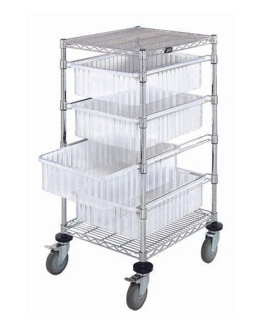 4-Level Bin Cart with 4 Clear Dividable Grids - Image 1
