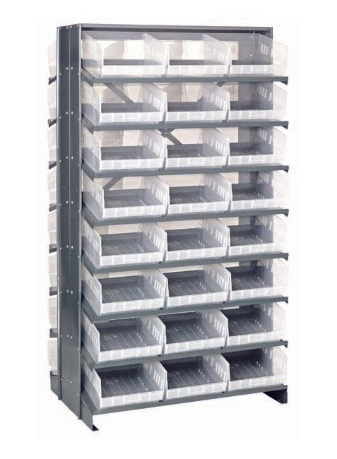 Heavy Duty Sloped Shelving Unit with Storage Bins - Image 1