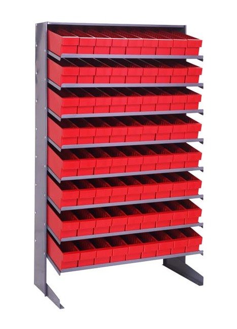 Heavy Duty Single Sided Pick Rack with 72 Red Bins - Image 1
