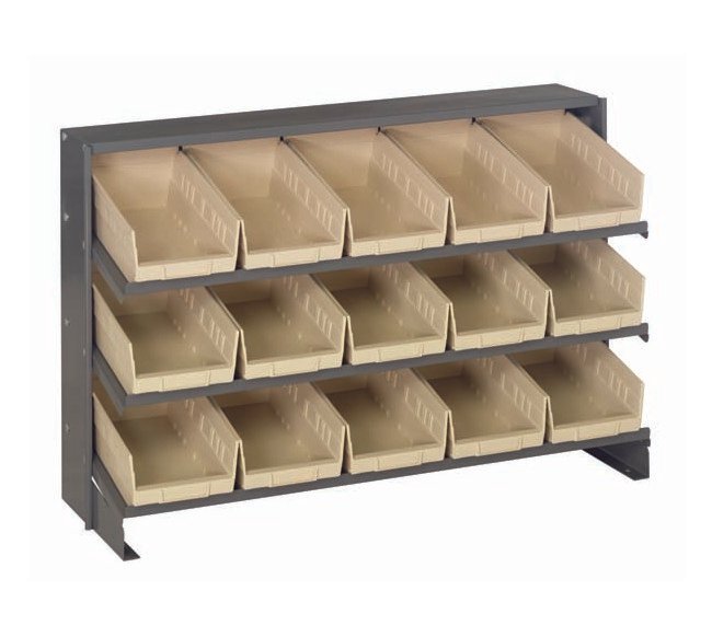 Heavy Duty Steel Shelving Unit with 15 Ivory Bins - Image 1