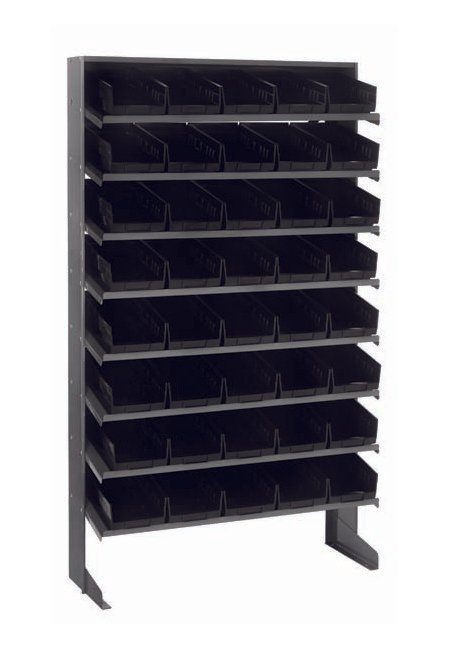 Heavy Duty Single Side Pick Rack with 40 Black Bins - Image 1