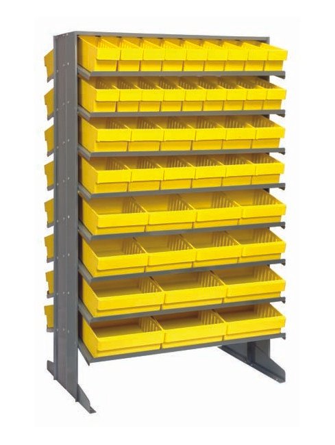 Industrial Heavy Duty Steel Shelving Unit with 88 Yellow Bins - Image 1