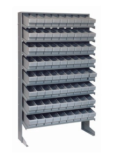 Industrial Grade Single-Side Pick Rack with 72 Gray Bins - Image 1