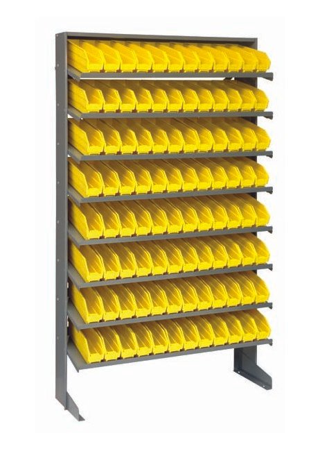Heavy Duty Single Side Pick Rack with 96 Yellow Bins - Image 1