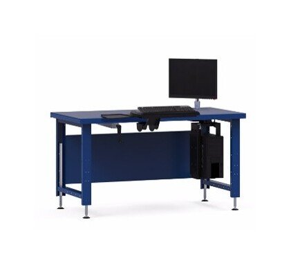 Adjustable Steel Workbench with Laminated Wood Top - Image 1