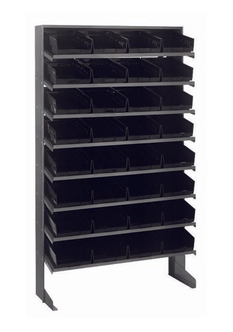 Heavy Duty Single Side Pick Rack with 32 Black Bins - Image 1