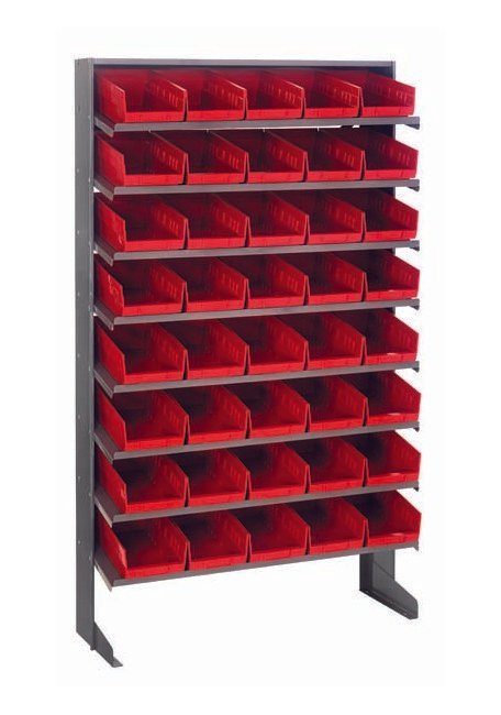 Industrial Grade Single Side Pick Rack with 40 Red Bins - Image 1