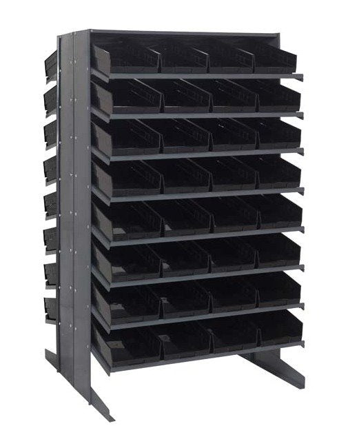 Heavy Duty Double Sided Pick Rack with 64 Black Bins - Image 1