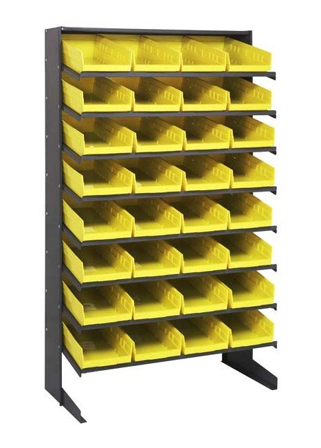 Heavy Duty Single Sided Pick Rack with 32 Yellow Bins - Image 1