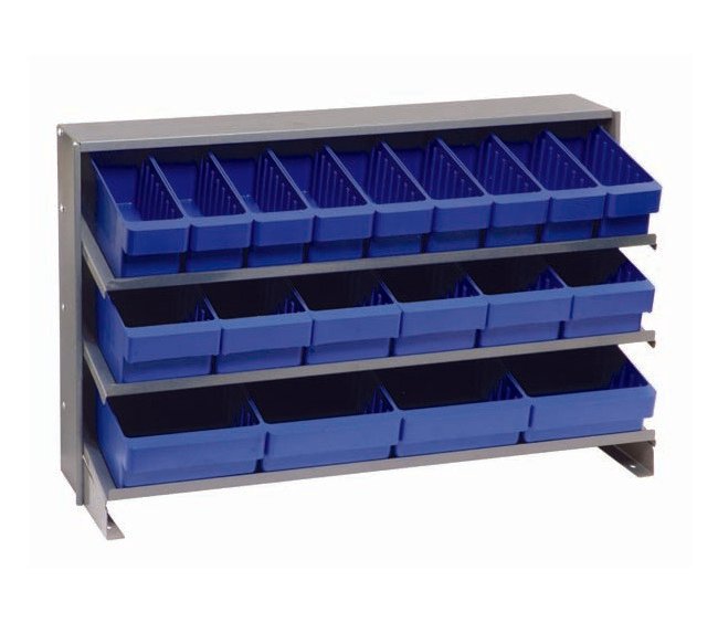 Industrial Grade Heavy Duty Shelving Unit with 9 Blue Storage Bins - Image 1