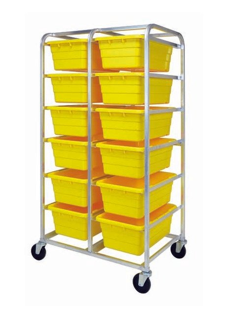 Heavy Duty Metal Shelving Unit with 12 Yellow Tubs - Mobile Rack - Image 1