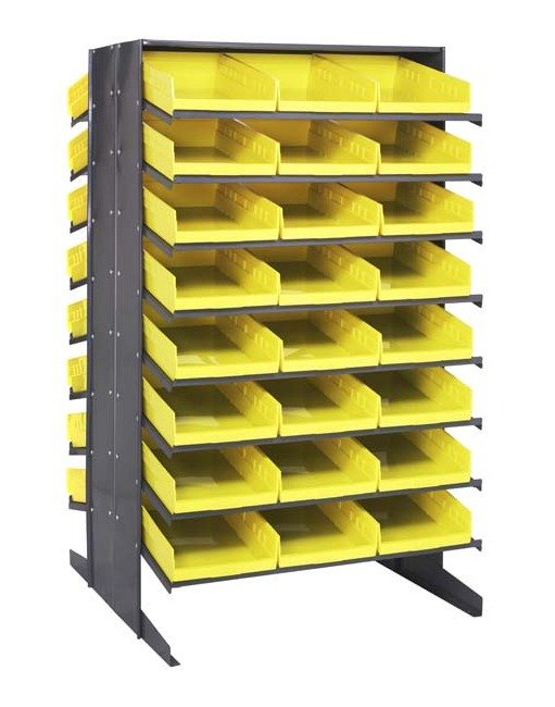 Heavy Duty Steel Shelving Unit with Double Sided Pick Rack and 48 Yellow Storage Bins - Image 1
