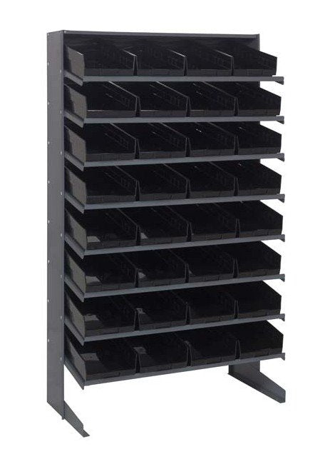 Heavy Duty Shelving System with 32 Black Bins - Image 1