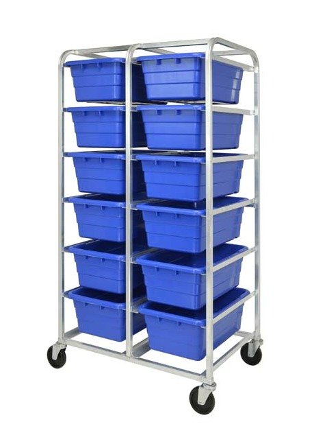 Heavy Duty Adjustable Mobile Shelving Unit with 12 Blue Tubs - Image 1