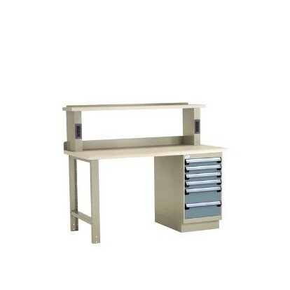 Heavy-Duty Workbench with L Cabinet and Dissipative Top - Image 1