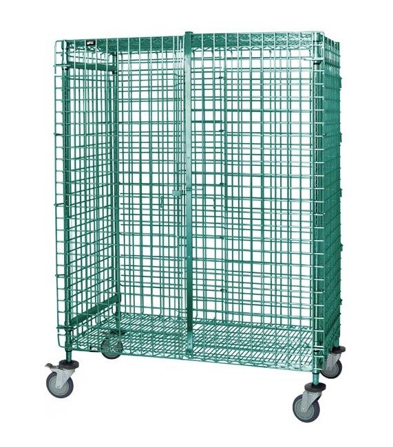 Heavy Duty Wire Security Cart with Green Epoxy Finish - Image 1