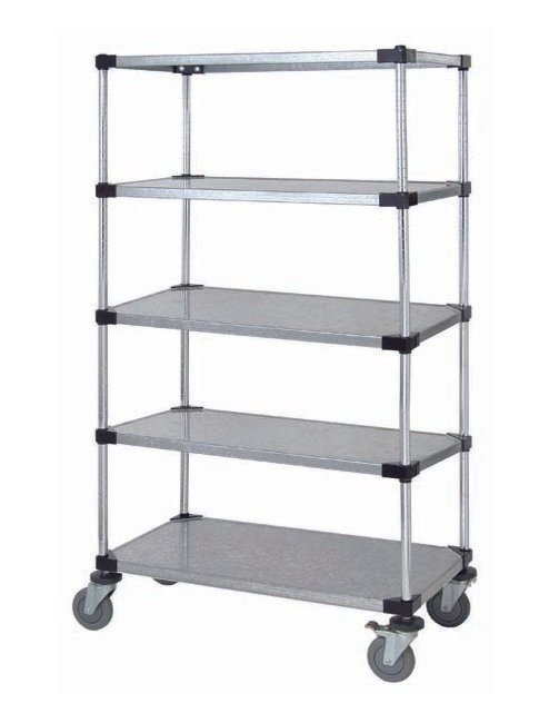 Heavy-Duty Solid Shelf Mobile Cart - 5 Shelves - 63 Inches - Image 1