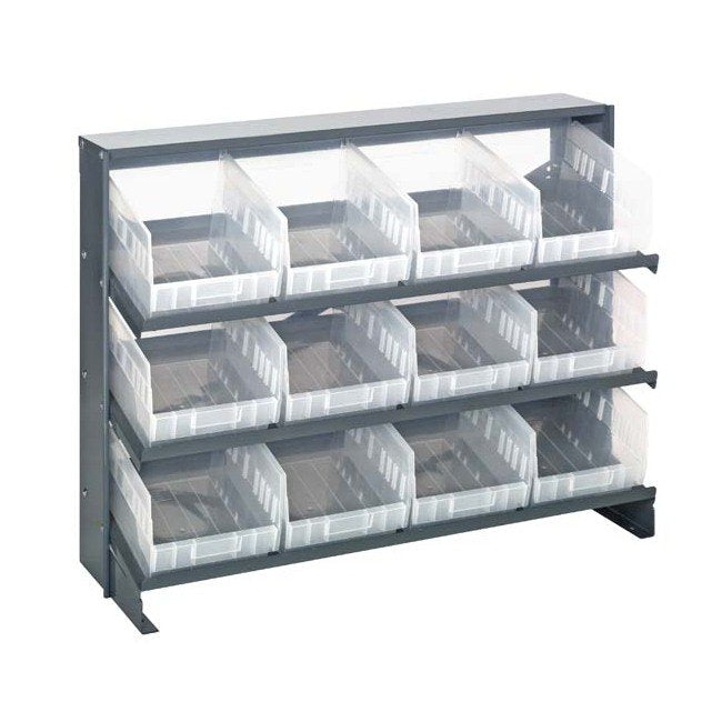 Heavy Duty Sloped Shelving System with Economical Shelf Bins - Image 1