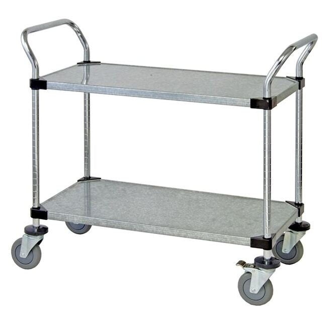 Galvanized Steel 2-Shelf Utility Cart - Image 1