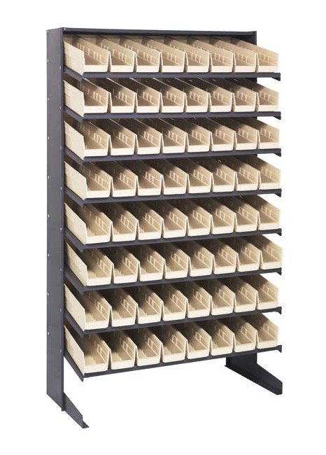 Heavy Duty Single Sided Pick Rack with 64 Ivory Bins - Image 1