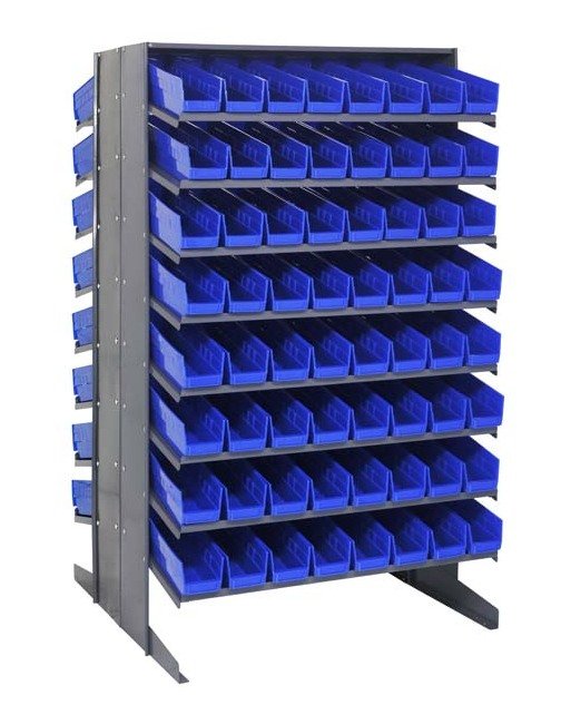 Heavy Duty Double Sided Pick Rack with 128 Blue Bins - Image 1